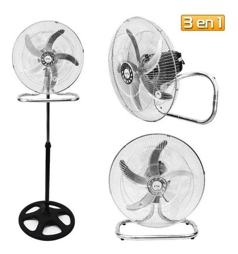 Ventilador 3 en 1 Kanji KJH-FH1209 turbo negro con 3 palas de metal, 18" de diámetro 220 V