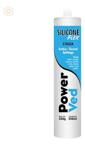 Cola Silicone Flex Power Ved Tubo Incolor Branco Cinza Preto