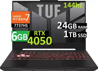 Asus Tuf A17 144hz Ryzn7-7735h 24gb 1tb Ssd Rtx4050 6gb-2023