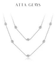 Attagems-collar De Plata 925 Pura Para Mujer, Cadena De Cort