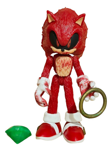 Figura Red Sonic Exe Con Aro Y Diamante