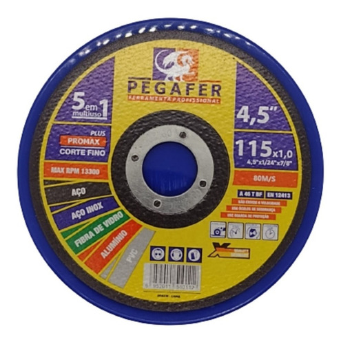 Imagem 4 de 5 de Disco De Corte Fino Inox 4.1/2 X 1,0 Esmeriladeira C/ 10 Und