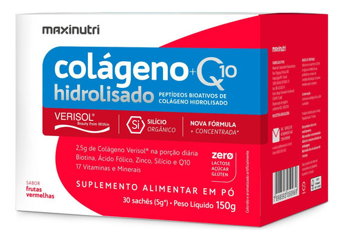 Colágeno Hidro Verisol + Q10 30x5 Sabor Frutas Vermelhas