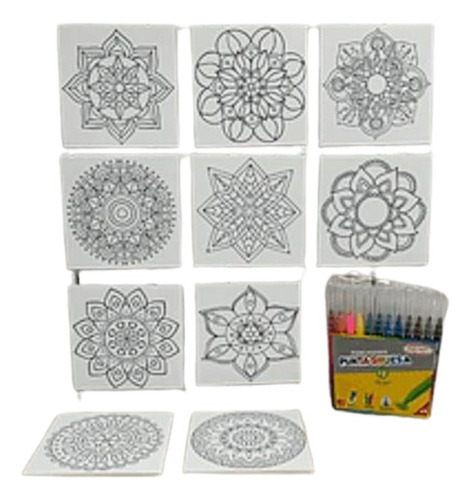 Kit Guiselle Cuadros Mandalas 14x14 Diseño Amor O Vida