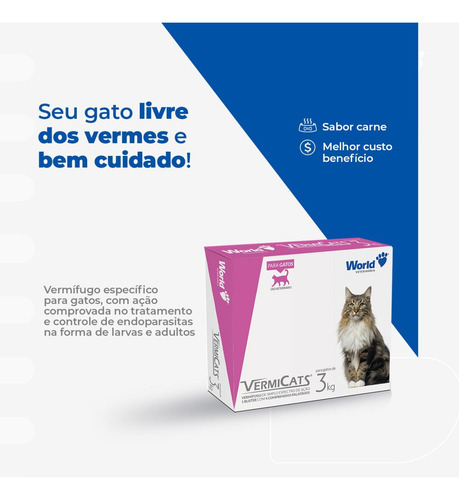 Vermes Faz O Gato Emagrecer Vermicats 01-12kg 4 Cp