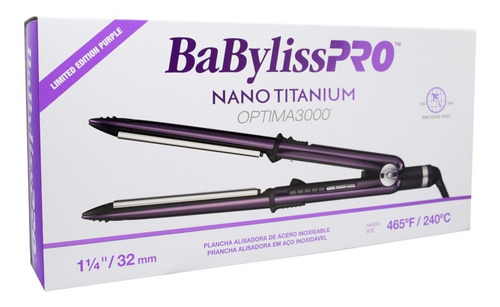 Imagen 8 de 8 de Babyliss Planchita Plancha Optima 3000 Purple Bivoltaje Pelo