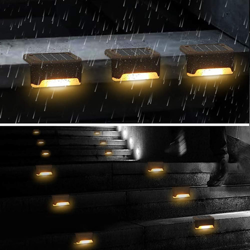 X4 Lampara Solar Led Escalones Jardín Exterior Iluminación Estructura Luz Cálida