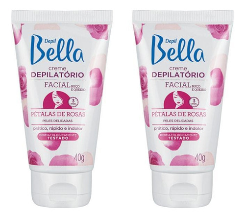 Creme Depilatorio Depil Bella Facial Petala De Rosas 40g-2un