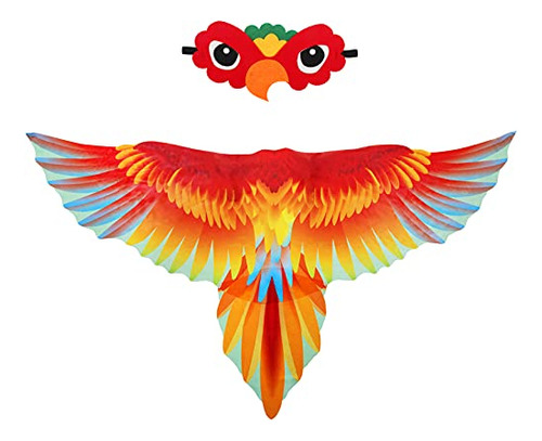 Ave-costume-parrot-wings Para Niños Con Máscara De 63kyv