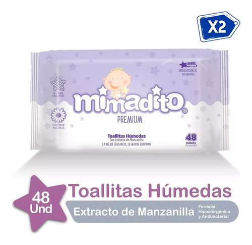 Toallitas Húmedas De Bebé Mimadito Premium 48 Unidades