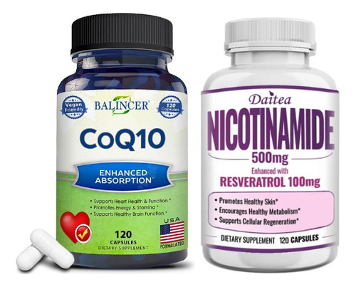 Antioxidante Nicotinamida 500mg Resveratrol + Coenzima Q10 