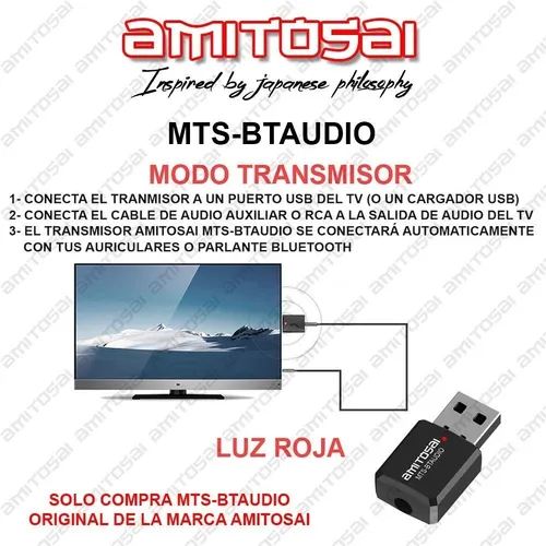 Receptor Transmisor Bluetooth 5.0 El Mejor 2 En 1 Amitosai