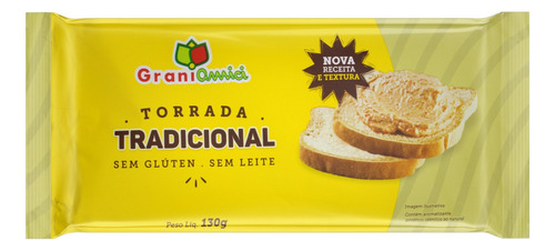 Torrada Tradicional sem Glúten Zero Lactose Grani Amici Pacote 130g