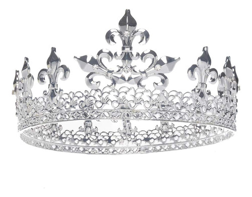 S Snuoy Full King Crown For Men Tiaras De Metal Plateado Par