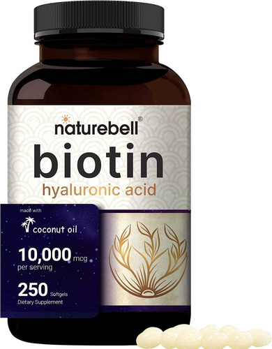 Biotina 10.000mg +acido Hialuronico +aceite De Coco X250caps