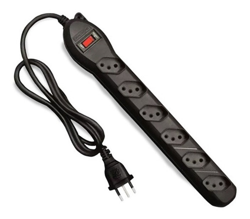 Imagem 3 de 3 de Filtro De Linha 6 Tomadas Preto - Bivolt