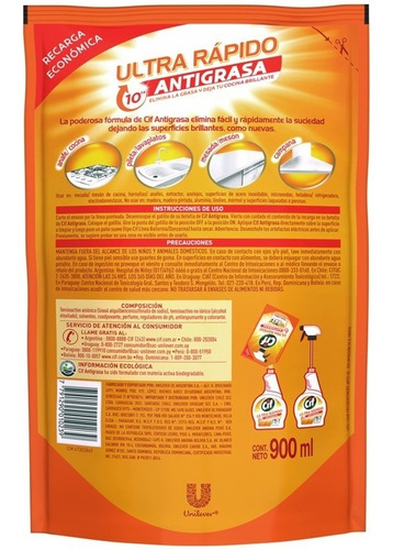 Cif Antigrasa Ultra Rápido Repuesto 900ml