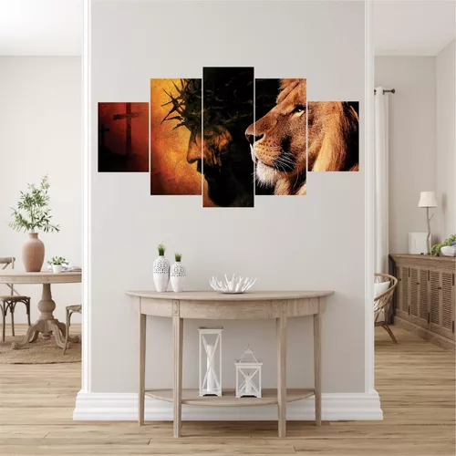 Quadro Decorativo Jesus Rei e o Leão