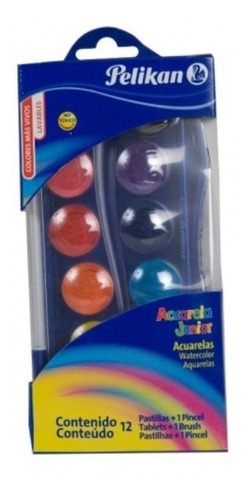 Imagen 1 de 2 de Acuarelas Pelikan Junior X12 Pastillas + Pincel