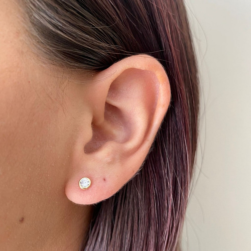Imagen 6 de 8 de Broqueles Oro 10k Zirconia Blanca Biselada Bebe Niña Agálea