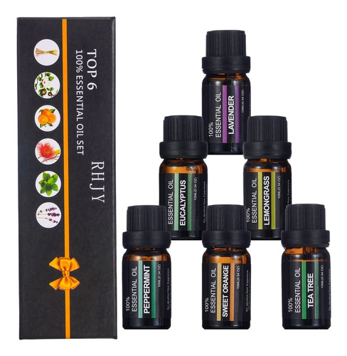 Kit Aceites Esenciales 6 Esencias Aromas Para Difusor