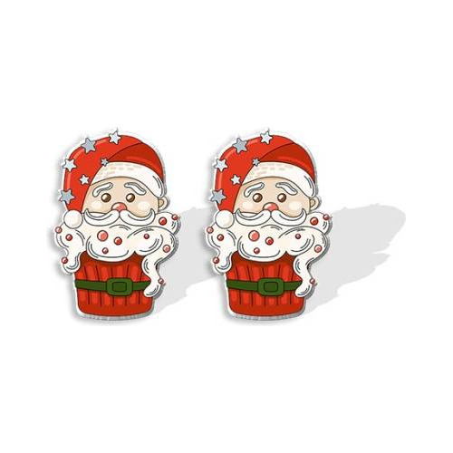 Aretes Pendientes Santa Cupcake Navidad Acrílicos Resina 