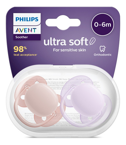 Chupo Avent Ultra Soft 0 - 6 M  Pink Caja De Esterilización