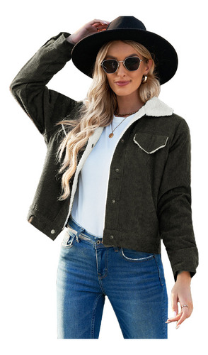 Chamarra Estilo Camisa De Pana Vintage Para Mujer