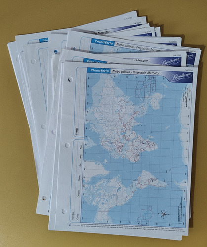 Pack X50 U Mapa Escolar Planisferio Político Rivadavia N°3
