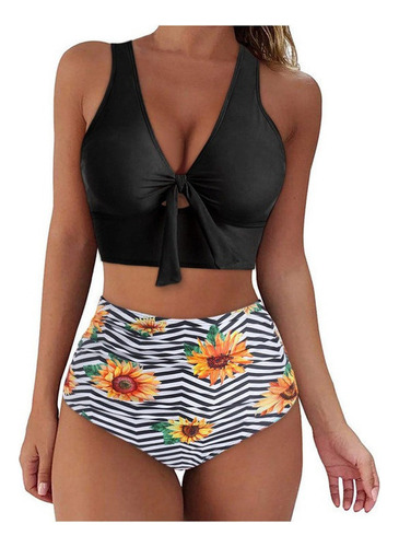 Nuevo Estilo Sol Flor Bikini Señoras Dividir Cintura Alta