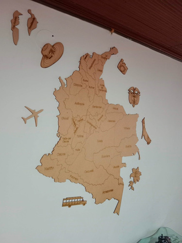 Imagen 2 de 5 de Mapa De Colombia 1 Mt De Altura, Mdf De 2,5mm