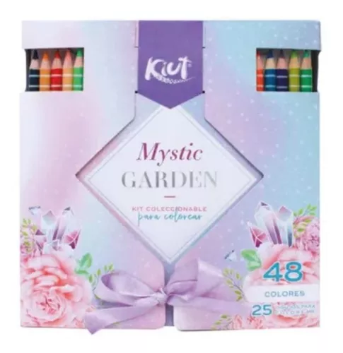 Kit Kiut Mistic Garden X48 Lapiz Colores + 25 Ilustraciones