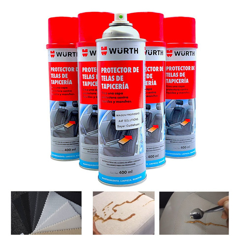 Würth Repelente Manchas Protector Telas Auto 400ml 5 Pzas