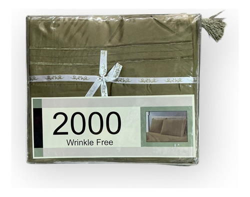 Juego De Sabanas King Size Premium 4 Piezas 2000 Hilos Cama Verde Olivo Liso