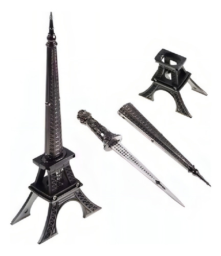 Torre Eiffel Adaga Faca Espada Punhal C/suporte Decorativa