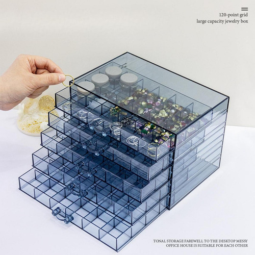 Organizador De Joyería Caja De Almacenamiento De Uñas Azul