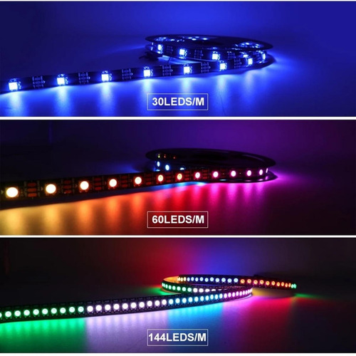 Imagem 6 de 6 de Fita Led Ws2812b Ws2812 Endereçável 144 Leds 5v - 5 Metros