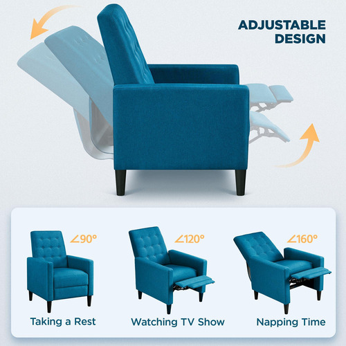 Silla Reclinable Moderna, Sofá Individual Ajustable Con Cojí