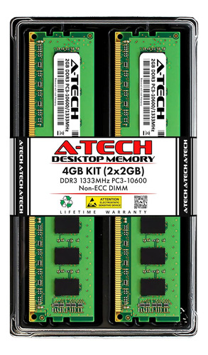 Kit A-tech Ram De 4 Gb (2 X 2 Gb) Ddr3 1333 Mhz Pc3-10600 Di