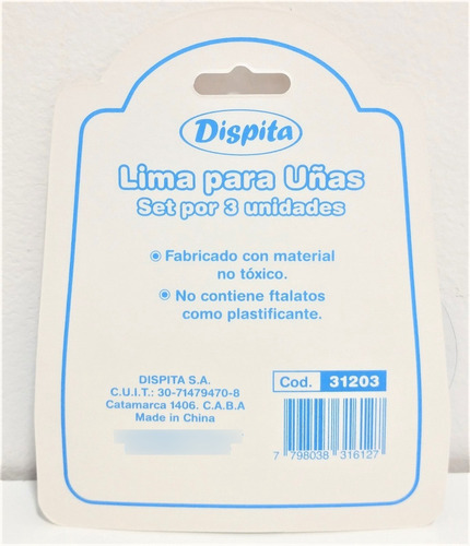 Imagen 4 de 4 de Lima Para Uñas De Bebé Set Por 3 Unidades Dispita