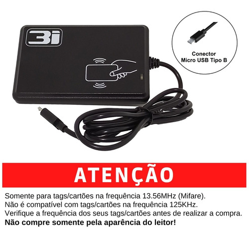 8 Unid. Leitor Rfid Mifare 13.56mhz Interface Micro Usb