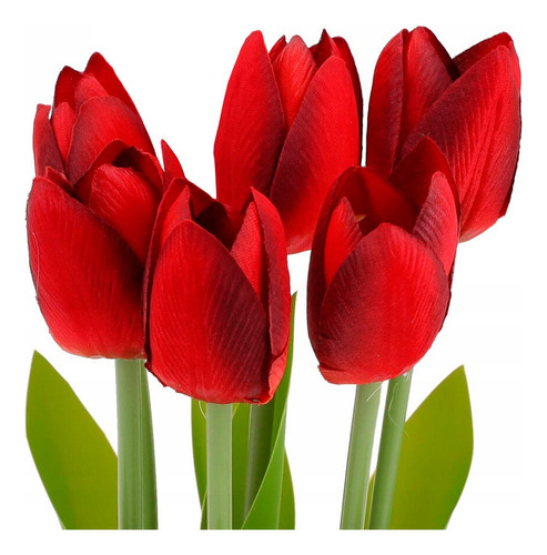 Ramo De Flores Tulipanes Artificiales De Decoración Regalo Rojo