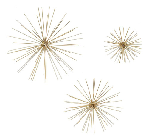 Deco 79 Metal Starburst 3d Wall Decor, Set De 3 6 , 9 , 12 W