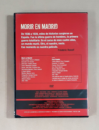 Mourir À Madrid ( Morir En Madrid - 1963 ) - Dvd Original (Usado)