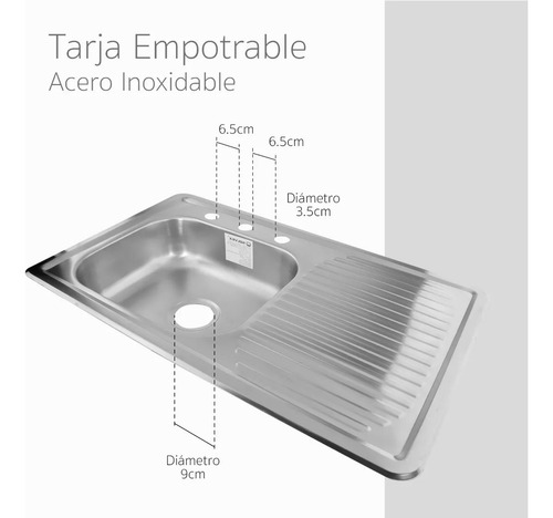 Kit Tarja Para Cocina Escurridor Derecho 80x50 Color Plateado