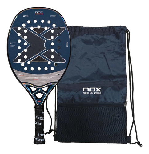 Raquete de beach tennis Nox V10 2025 Carbon 12K azul escuro