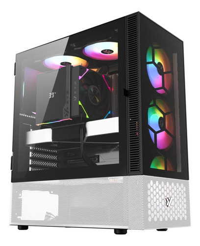 Gabinete Gamer Xyz Airone 200 Glass Negro Y Blanco Negro Y Blanco