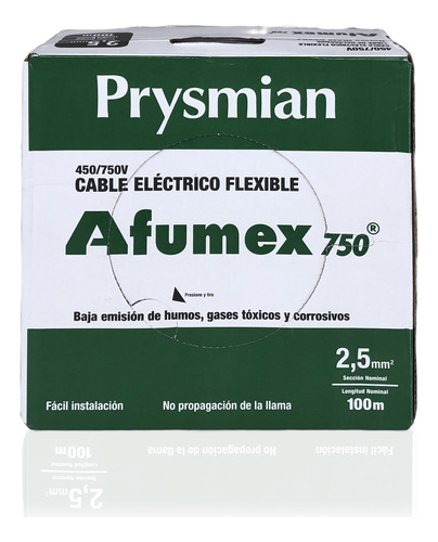 Cable Unipolar 1,5mm Afumex 750 Prysmian Rollo X 100mts E.a