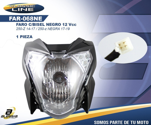 Faro C/bisel Negro Motocicletas 250z Y 250z Negra