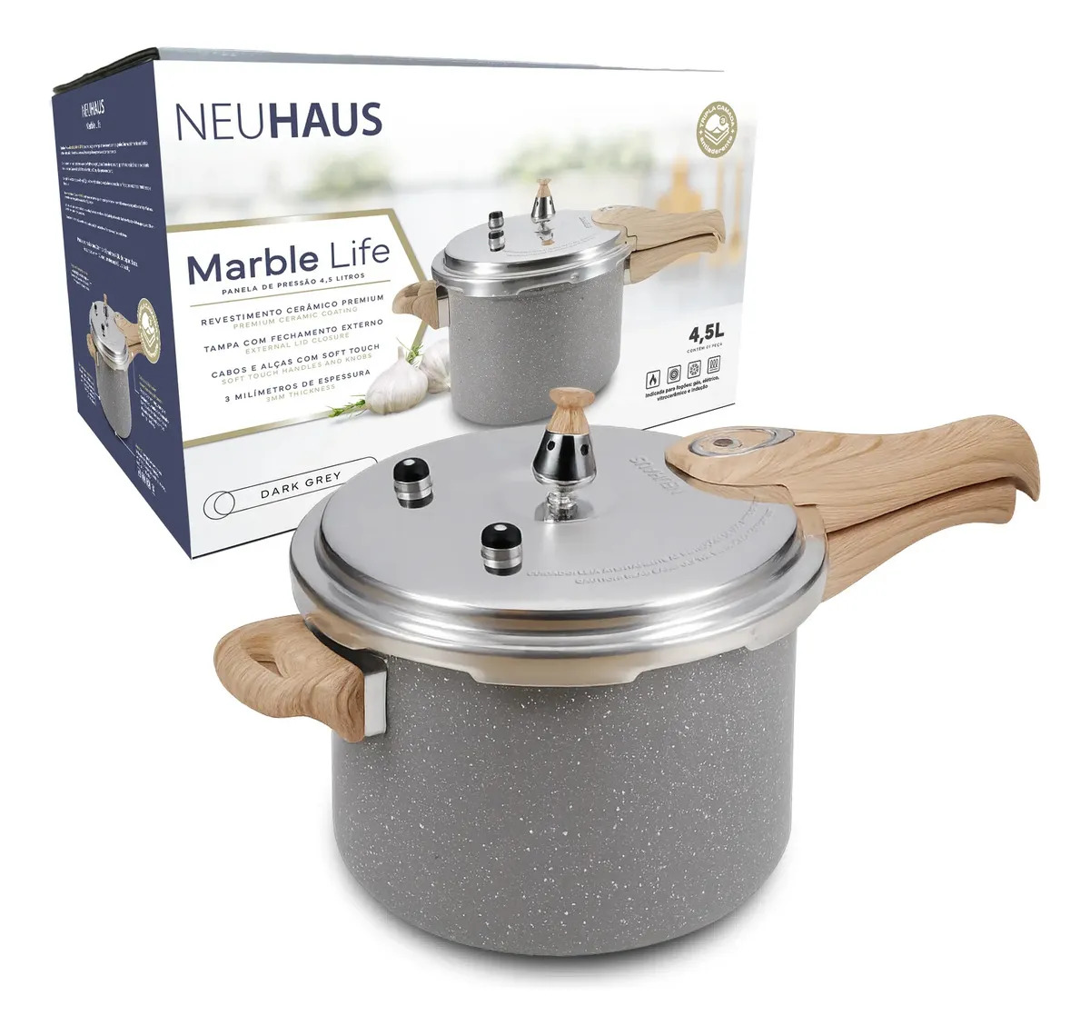 Panela de Pressão 4,5L Marble Life Neuhaus